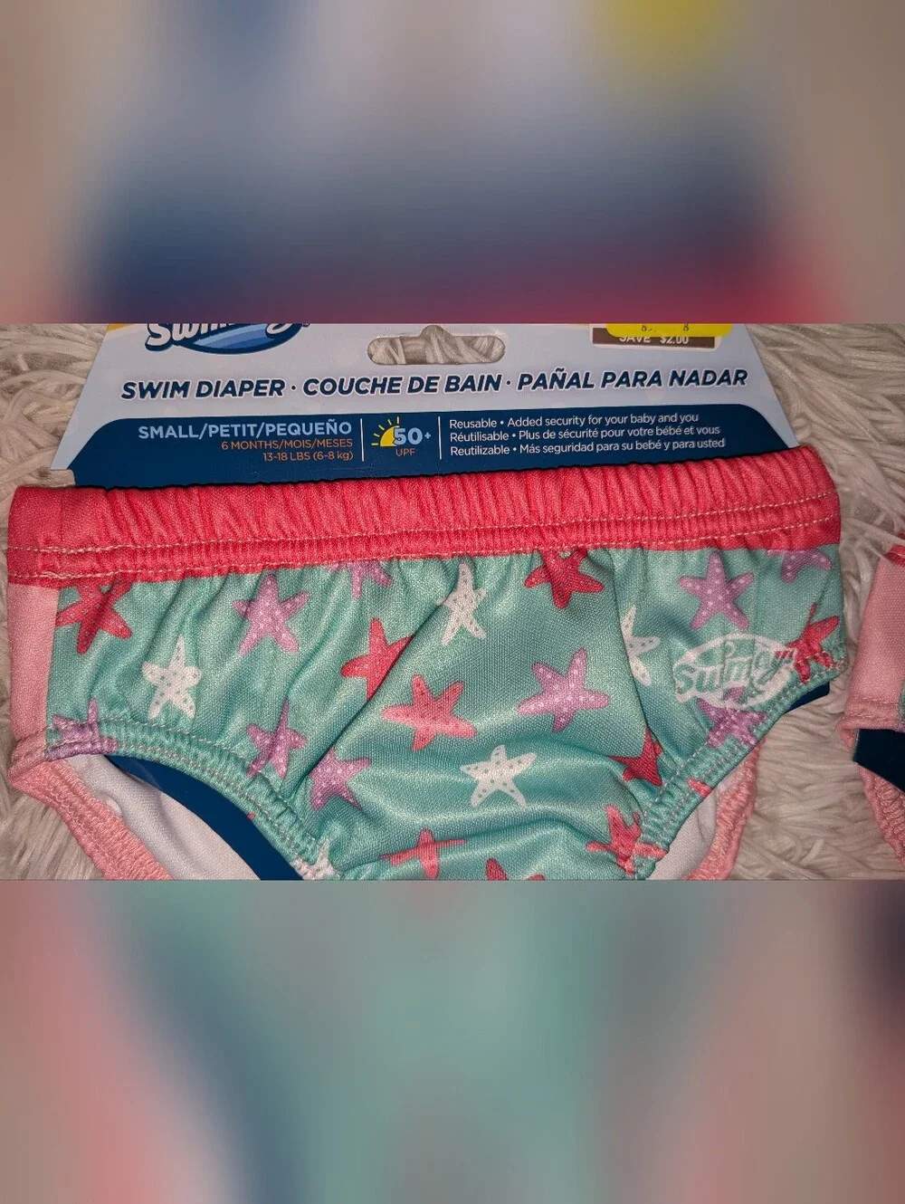 NWT, Swimways,2pk, Mermaid Unicorn, Reusable, UPF, Swim Diapers -Size SM/6 Mths